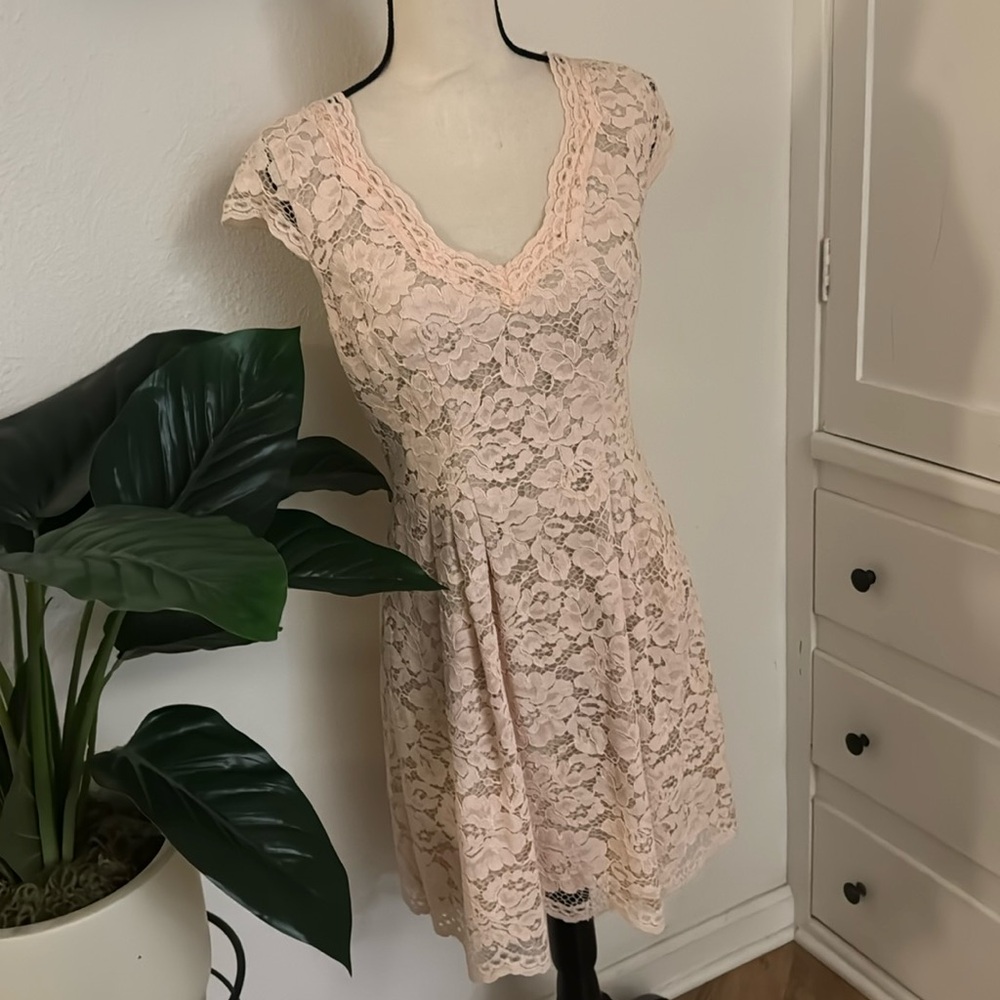 Vince Camuto Pink Blush Lace Dress